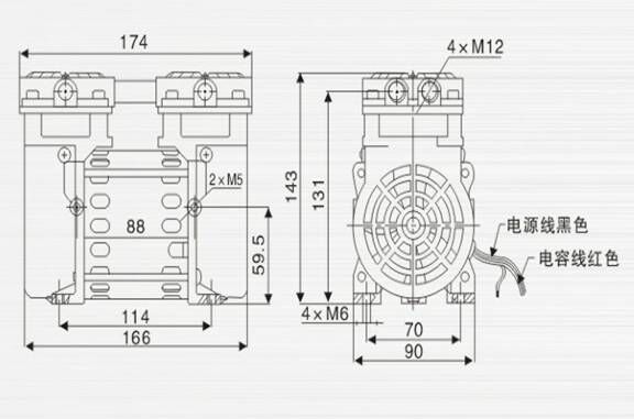 臺(tái)冠JP-40H環(huán)保真空泵外觀尺寸圖